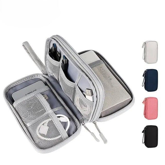 Estuche Organizador Porta Cable-Cargador-Auricular Doble Capa Mediano