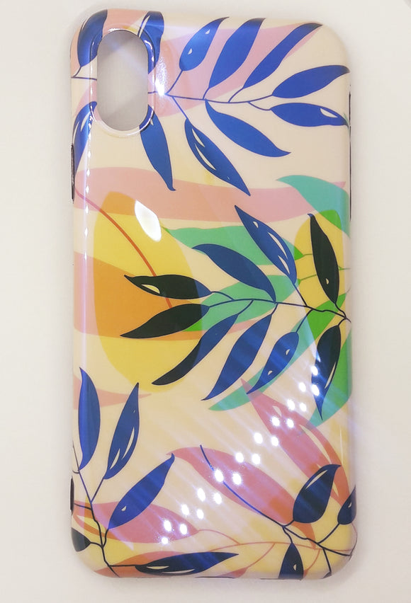 iPhone X/XS TPU Gradient Case Leaf Painted White