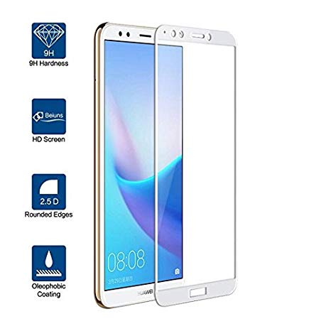 Huawei Y7 2018 5D Tempered Glass Screen Protector borde blanco