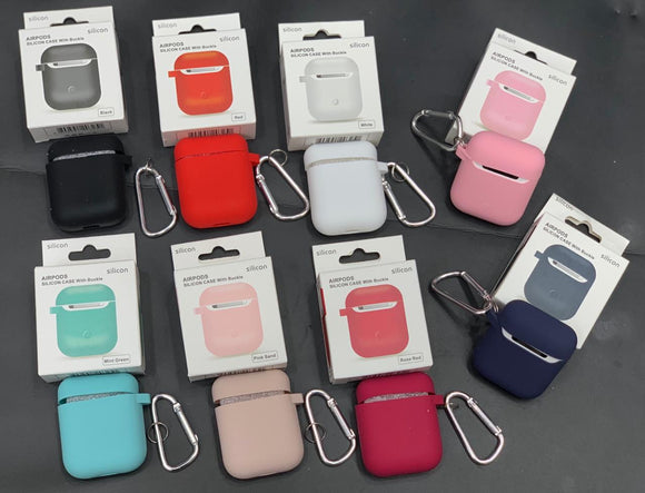 AirPods Silicone Case with buckle | Estuche Silicona AirPods con gancho (Generación 1  y Generación 2)