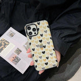 iPhone 12 (6.1) TPU  Case Diseño Corazon Dorado Negro