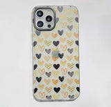 iPhone 12 (6.1) TPU  Case Diseño Corazon Dorado Negro