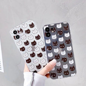 iPhone 13 Pro (6.1) TPU  Case Diseño Gato Negro Blanco