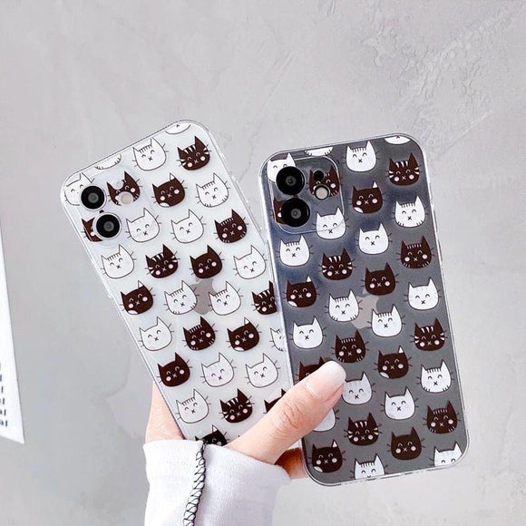 iPhone 13 Pro (6.1) TPU  Case Diseño Gato Negro Blanco