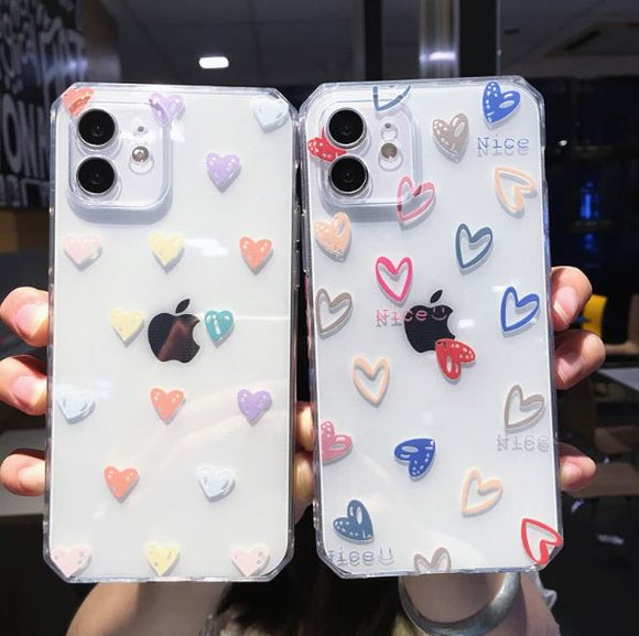 iPhone 12 (6.1) TPU Case Corazones de Colores-Medianos