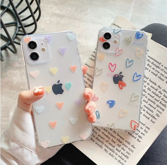 iPhone XR (6.1) TPU Case Corazones de Colores-Pequeños