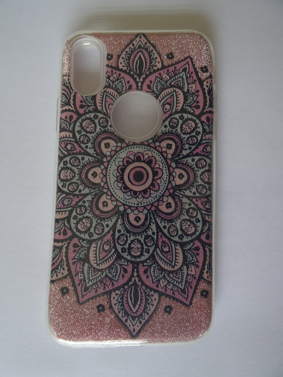 iPhone X/XS TPU Case 3 in 1 Glitter Mandala Rosado