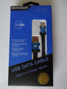 Cable Movisun USB a tipo C AA-120TC 3.1 Amp reforzado microfibra