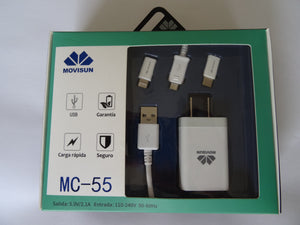 Kit Cable USB -Micro (V8)-Lightning-Tipo C Movisun MC-55