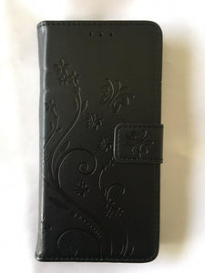 Huawei P30 Lite Flip Cover Flores Negro