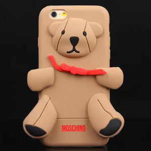 iPhone 6/6S 4.7" Sillicona Oso Marrón-Rojo