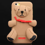 iPhone 6/6S 4.7" Sillicona Oso Marrón-Rojo