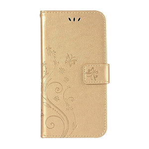 iPhone 6/6S 4.7" Flip Cover  Diseño Flores y Mariposa Relieve