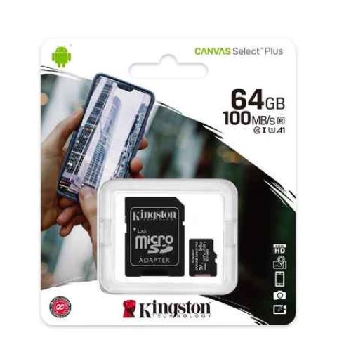 Kingston Tarjeta de Memoria microSD Canvas Select Plus A1 100MB/s Full HD - 64GB