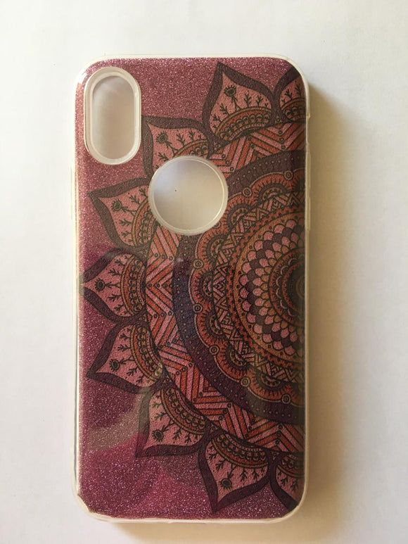 iPhone X/XS TPU Case 3 in 1 Glitter Mandala Morado